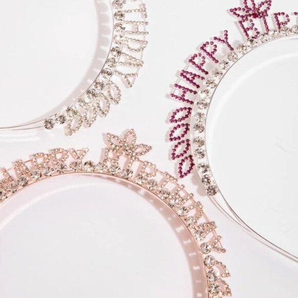 Rhinestone Happy Birthday Headband - Picture 2 of 2